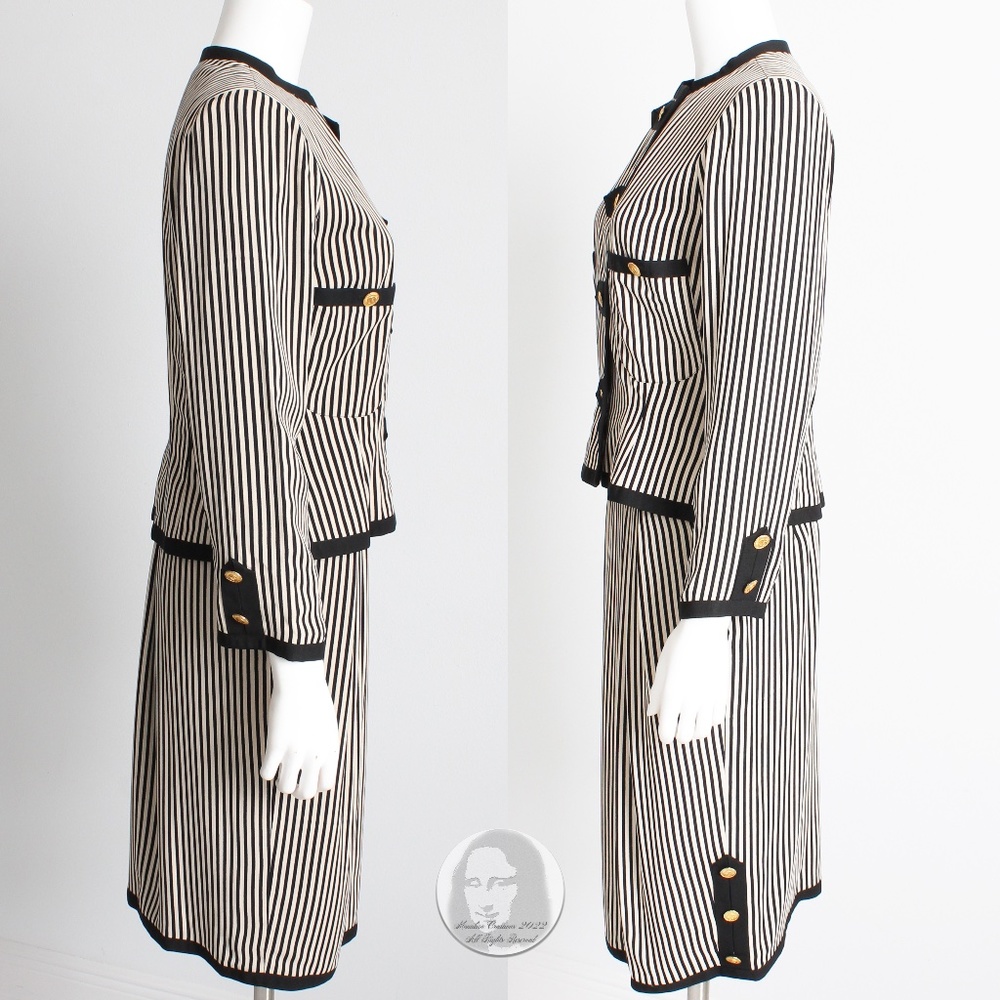 Albert Nipon Suit 2pc Jacket & Skirt Black White … - image 6